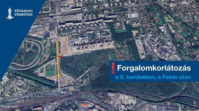 A képen a Fehér út útlezárással érintett szakasza látható.