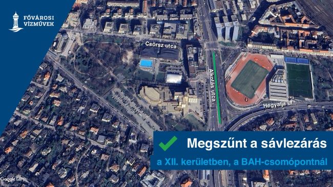 A képen a BAH-csomópontnál korábban lezárt útszakaszt jelöltük a térképen.