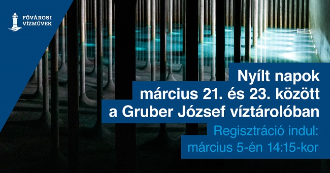 A kép illusztráció, amelyen az FV Zrt. Gruber József víztárolója látható. A regisztráció március 5-én 14:15-kor indul.