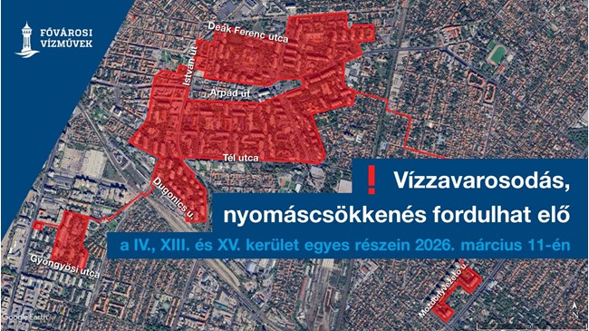 A térkép a vízzavarosodással, nyomáscsökkenéssel érintett területeket ábrázolja.