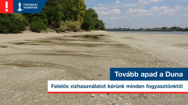 A kép illusztráció, melyen az apadó Duna látható.