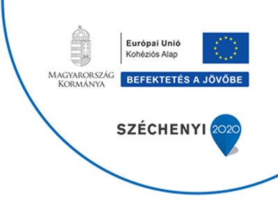 A képen a Szechenyi2020 program logója,az EU zászlója és Magyarország Kormánya logók láthatók.