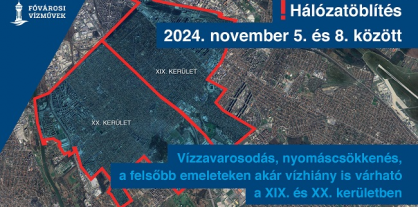 Hálózatöblítés a XIX. és XX. kerületben november 5. és 8. között