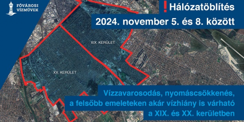 Hálózatöblítés a XIX. és XX. kerületben november 5. és 8. között