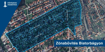 A térképen a biatorbágyi zónabővítés miatt nyomáscsökkenéssel, vízzavarosodással érintett területet jelöltük, amely 2025. július 8-án 8:00 és 12:00 óra között fordulhat elő.